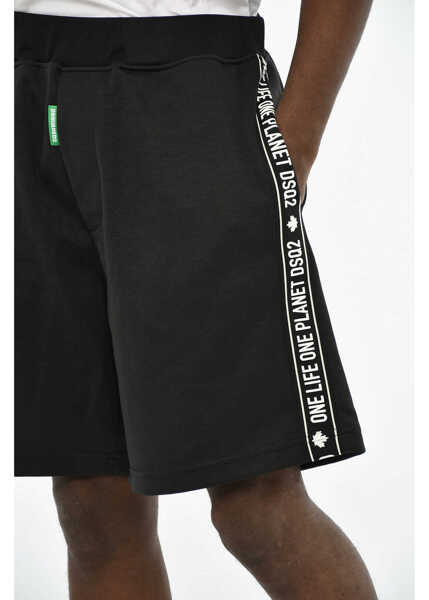 Pantaloni scurti DSQUARED2 Cotton Blend Shorts With Drawstring Waist Black Barbati (BM 19639202) 3