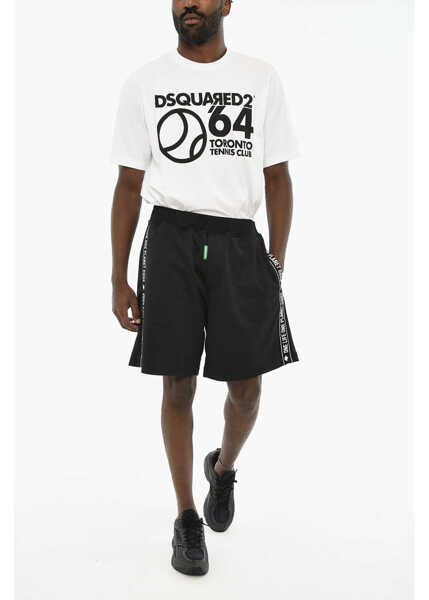 Pantaloni scurti DSQUARED2 Cotton Blend Shorts With Drawstring Waist Black Barbati (BM 19639202) 4