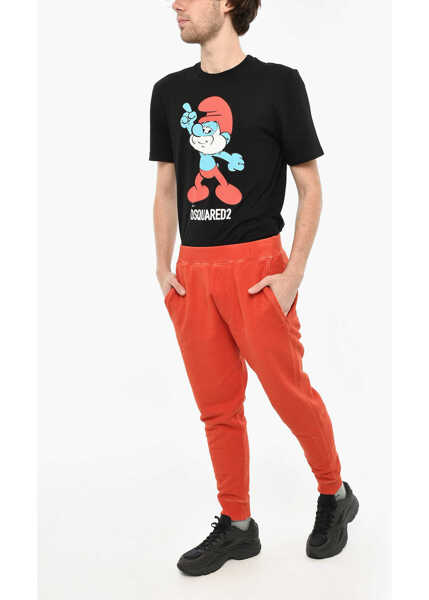 Pantaloni de trening DSQUARED2 Vintage Effect Cotton Joggers Red Barbati (BM 19639205) 4