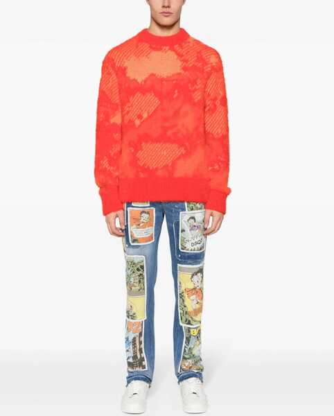 Blugi drepti DSQUARED2 Distressed Effect 624 Jeans With Betty Boop Patch 20Cm Blue Barbati (BM 19639208) 2