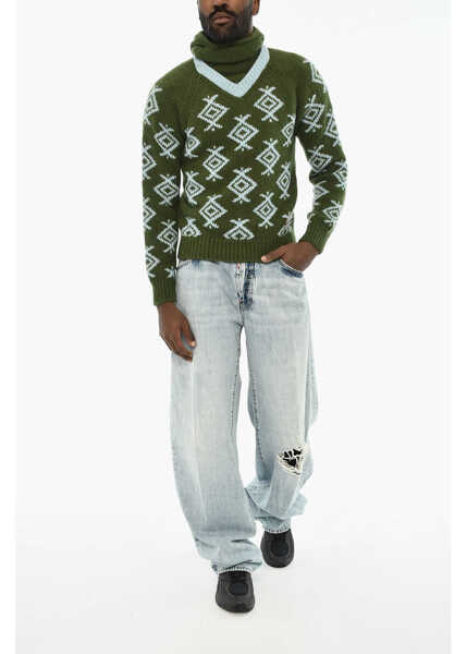 Pulovere DSQUARED2 Wool Sweater With Hood Green Barbati (BM 19639211) 4