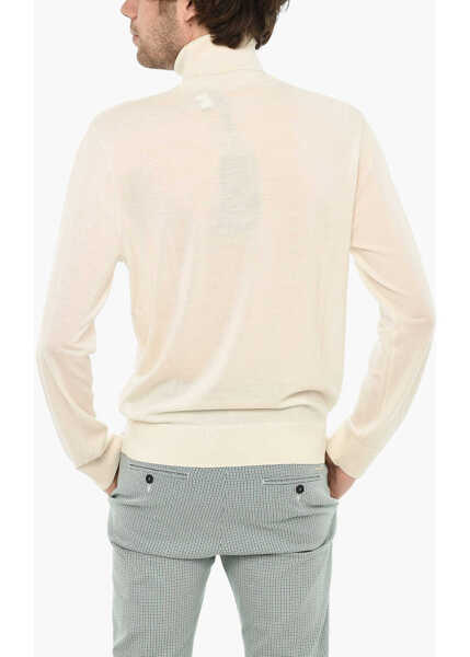 Pulovere DSQUARED2 Virgin Wool Turtleneck Sweater With Ton On Ton Logo Beige Barbati (BM 19639217) 2