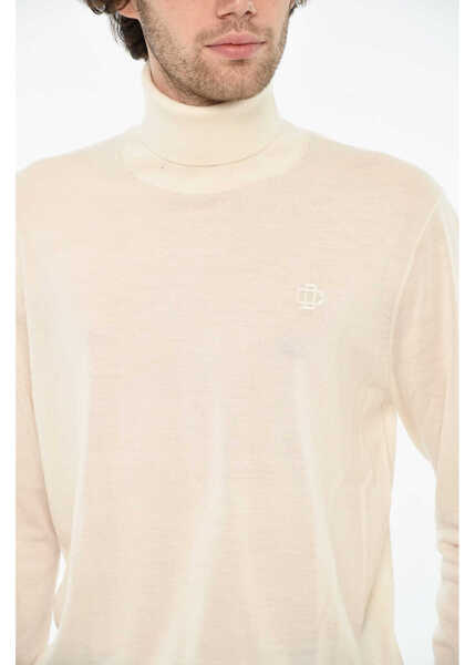 Pulovere DSQUARED2 Virgin Wool Turtleneck Sweater With Ton On Ton Logo Beige Barbati (BM 19639217) 3