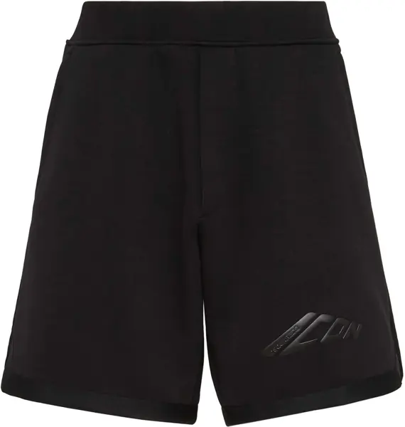 Pantaloni scurti DSQUARED2 Icon Cotton Blend Shorts With Embossed Monogram Black Barbati (BM 19639229) 1
