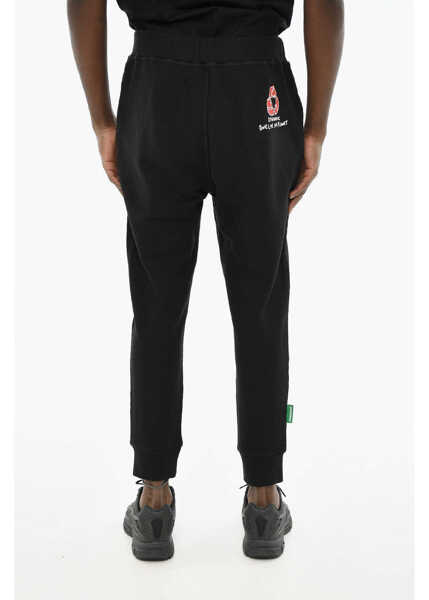 Pantaloni de trening DSQUARED2 Solid Color Cotton Joggers Black Barbati (BM 19639232) 2
