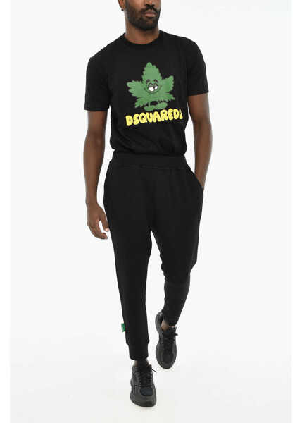 Pantaloni de trening DSQUARED2 Solid Color Cotton Joggers Black Barbati (BM 19639232) 4