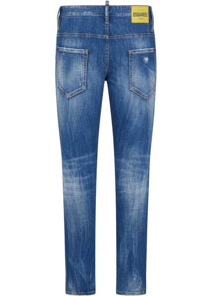 Blugi drepti DSQUARED2 Regular Fit Sexy Twist Jeans With Logo Button 15Cm Blue Barbati (BM 19639235) 2