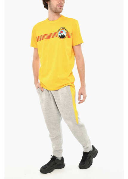 Tricouri DSQUARED2 Cotton Crew-Neck T-Shirt With Print Yellow Barbati (BM 19639238) 4