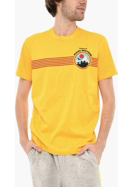 Tricouri DSQUARED2 Cotton Crew-Neck T-Shirt With Print Yellow Barbati (BM 19639238) 1