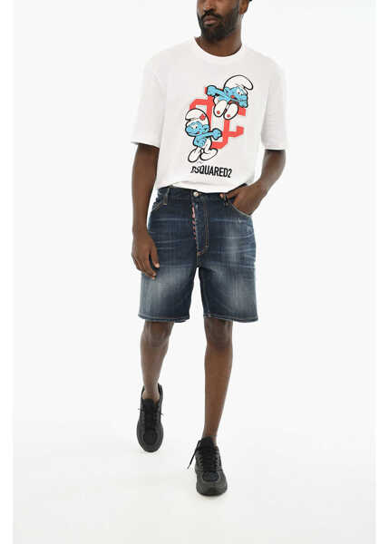 Pantaloni scurti DSQUARED2 Denim Shorts With Contrasting Side Band Blue Barbati (BM 19639247) 3