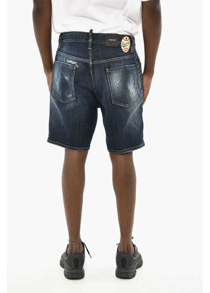Pantaloni scurti DSQUARED2 Denim Shorts With Contrasting Side Band Blue Barbati (BM 19639247) 4