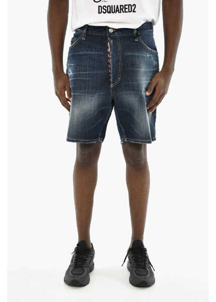 Pantaloni scurti DSQUARED2 Denim Shorts With Contrasting Side Band Blue Barbati (BM 19639247) 1