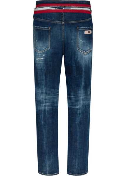 Blugi drepti DSQUARED2 Distressed Effect Jeans With Zip On The Waist 21Cm Blue Barbati (BM 19639250) 2