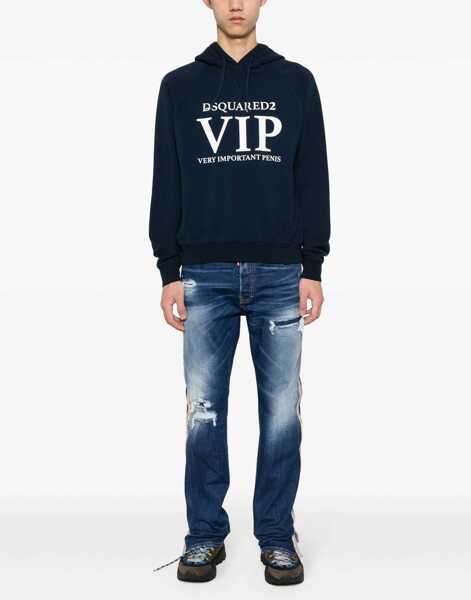 Blugi drepti DSQUARED2 Regular Fit Jeans With Floral Motif Side Band 22Cm Blue Barbati (BM 19639259) 2