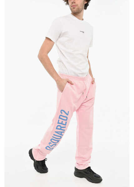 Pantaloni de trening DSQUARED2 Solid Color -Cotton Joggers Pink Barbati (BM 19639265) 4