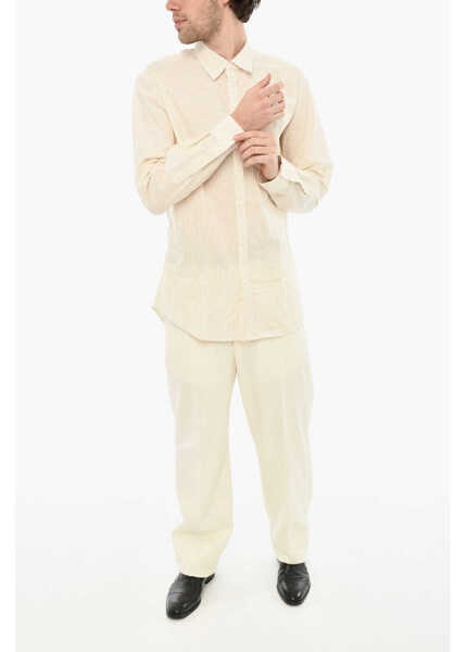 Camasi casual DSQUARED2 Relax Fit Striped Dan Shirt White Barbati (BM 19639271) 4