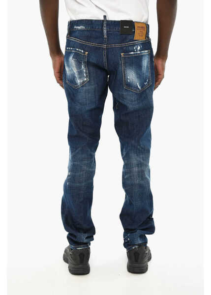 Blugi slim fit DSQUARED2 Slim Fit Jeans With Visible Stitching 18Cm Blue Barbati (BM 19639280) 2