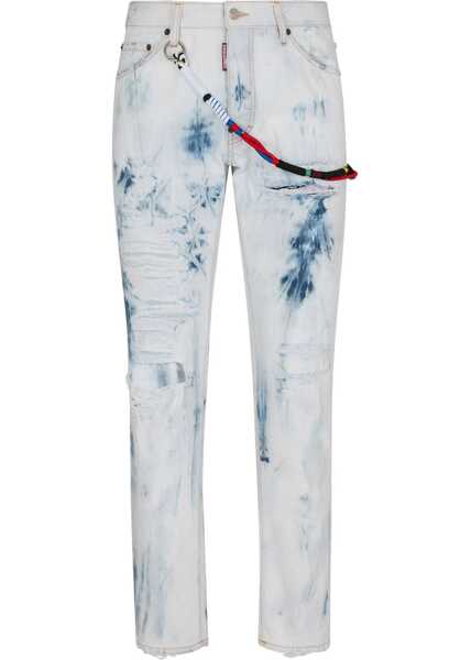 Blugi drepti DSQUARED2 Light Wash Distressed Jeans 17Cm White Barbati (BM 19639283) 1