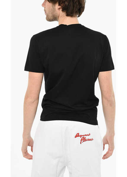 Tricouri DSQUARED2 Cotton Crew-Neck T-Shirt With Print Black Barbati (BM 19639286) 2