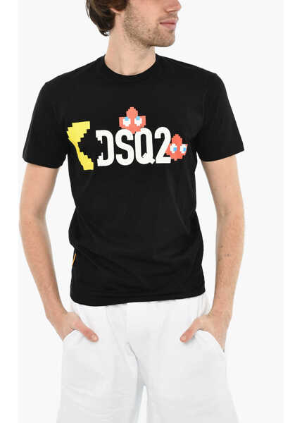 Tricouri DSQUARED2 Cotton Crew-Neck T-Shirt With Print Black Barbati (BM 19639286) 1