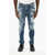 DSQUARED2 Cotton Stretch Skater Jeans With Visible Stitching 16Cm Blue