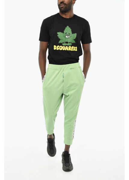 Pantaloni de trening DSQUARED2 Cotton Joggers With Side Logoed Band Green Barbati (BM 19639295) 4