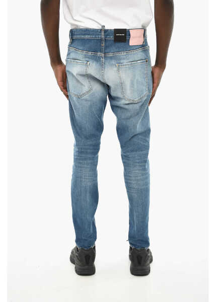 Blugi slim fit DSQUARED2 Skinny Fit Vintage Effect Dan Jeans 15Cm Blue Barbati (BM 19639301) 2