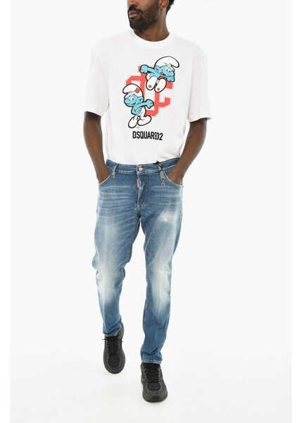 Blugi slim fit DSQUARED2 Skinny Fit Vintage Effect Dan Jeans 15Cm Blue Barbati (BM 19639301) 4