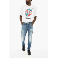 Blugi slim fit pentru Barbati - Blugi slim fit DSQUARED2 Skinny Fit Vintage Effect Dan Jeans 15Cm Blue Barbati (BM 19639301) - B-mall.ro