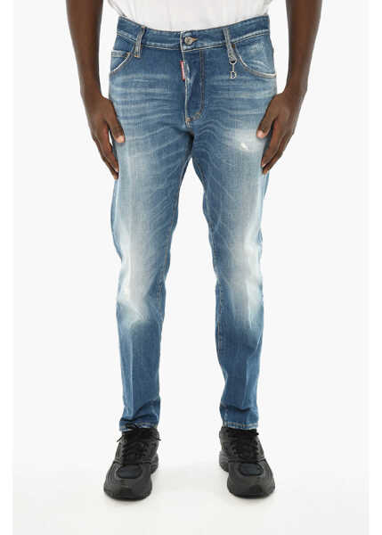 Blugi slim fit DSQUARED2 Skinny Fit Vintage Effect Dan Jeans 15Cm Blue Barbati (BM 19639301) 1