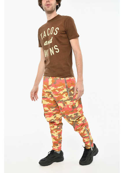 Tricouri DSQUARED2 Cotton Crew-Neck T-Shirt With Print Brown Barbati (BM 19639304) 4