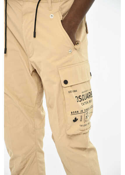 Pantaloni casual DSQUARED2 Cotton Cargo Pants With Contrasting Print Beige Barbati (BM 19639307) 3