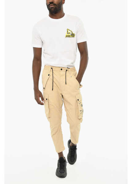 Pantaloni casual DSQUARED2 Cotton Cargo Pants With Contrasting Print Beige Barbati (BM 19639307) 4