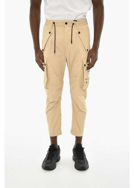 Pantaloni casual DSQUARED2 Cotton Cargo Pants With Contrasting Print Beige Barbati (BM 19639307) 1