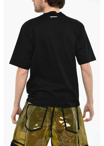 Tricouri DSQUARED2 Cotton Crew-Neck T-Shirt With Print Black Barbati (BM 19639310) 2