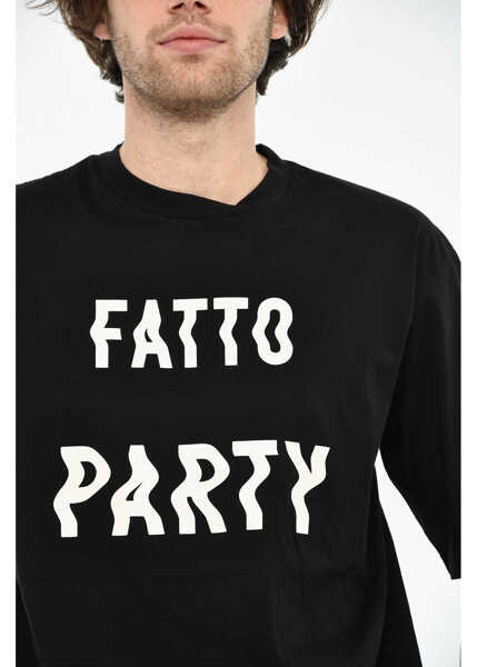 Tricouri DSQUARED2 Cotton Crew-Neck T-Shirt With Print Black Barbati (BM 19639310) 3