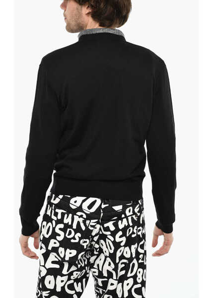 Cardigane DSQUARED2 Virgin Wool Cardigan With V-Neck Black Barbati (BM 19639316) 2