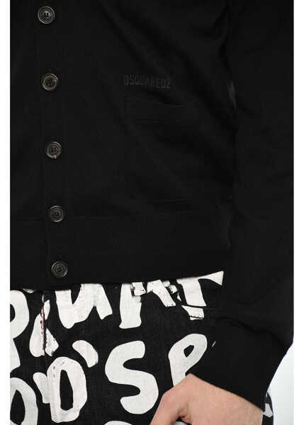 Cardigane DSQUARED2 Virgin Wool Cardigan With V-Neck Black Barbati (BM 19639316) 3