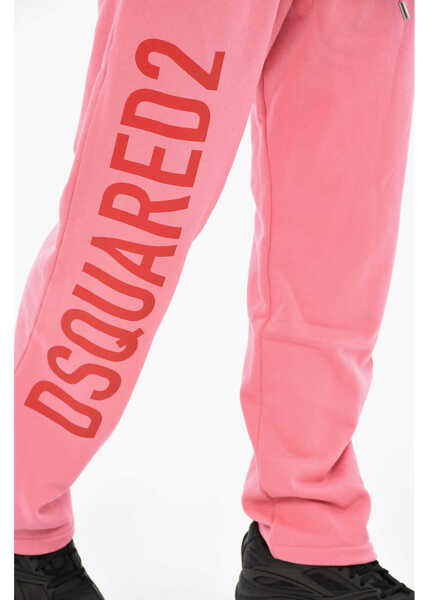 Pantaloni de trening DSQUARED2 Fleeced-Cotton Joggers With Side Logo Pink Barbati (BM 19639319) 3