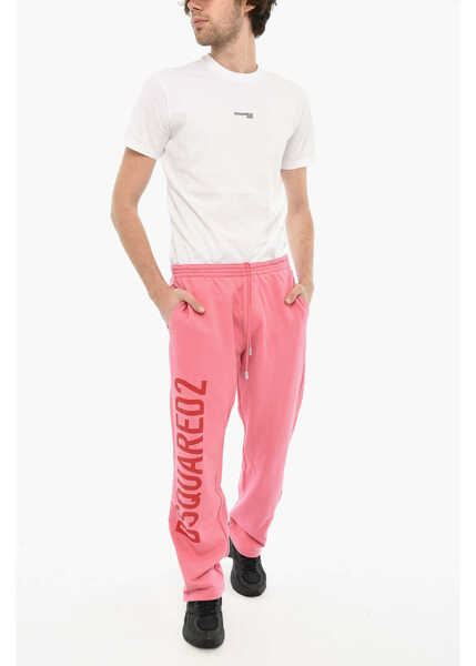 Pantaloni de trening DSQUARED2 Fleeced-Cotton Joggers With Side Logo Pink Barbati (BM 19639319) 4