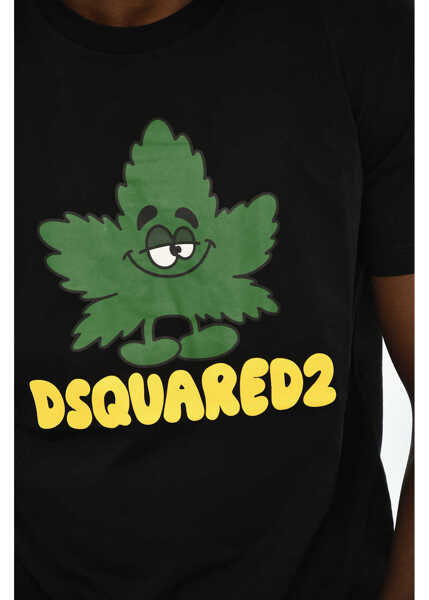 Tricouri DSQUARED2 Cotton Crew-Neck T-Shirt With Print Black Barbati (BM 19639322) 3