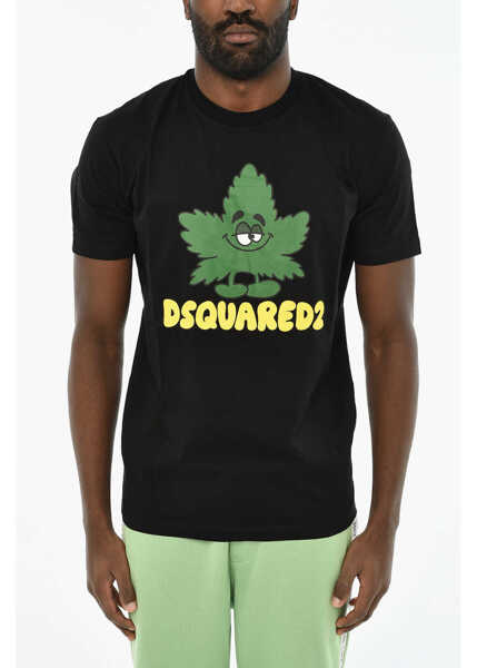 Tricouri DSQUARED2 Cotton Crew-Neck T-Shirt With Print Black Barbati (BM 19639322) 1