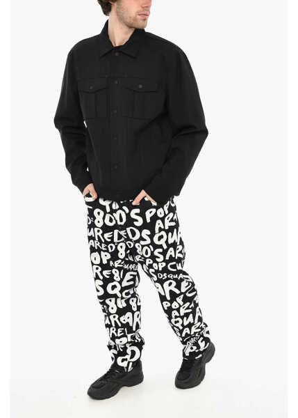 Jachete DSQUARED2 Virgin Wool Overshirt With Ton On Ton Buttons Black Barbati (BM 19639328) 4