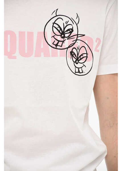 Tricouri DSQUARED2 Cotton Crew-Neck T-Shirt With Logo White Barbati (BM 19639406) 3