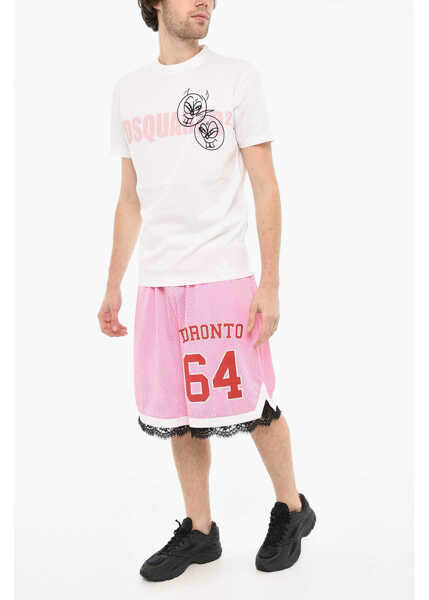 Tricouri DSQUARED2 Cotton Crew-Neck T-Shirt With Logo White Barbati (BM 19639406) 4