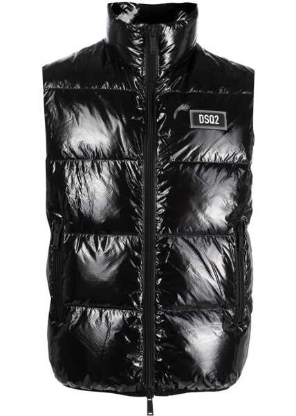 Geci de iarna DSQUARED2 Patent Nylon Sleeveless Down Jacket Black Barbati (BM 19639409) 1
