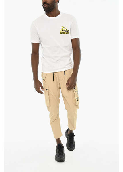 Tricouri DSQUARED2 Cotton Crew-Neck T-Shirt With Print White Barbati (BM 19639412) 4