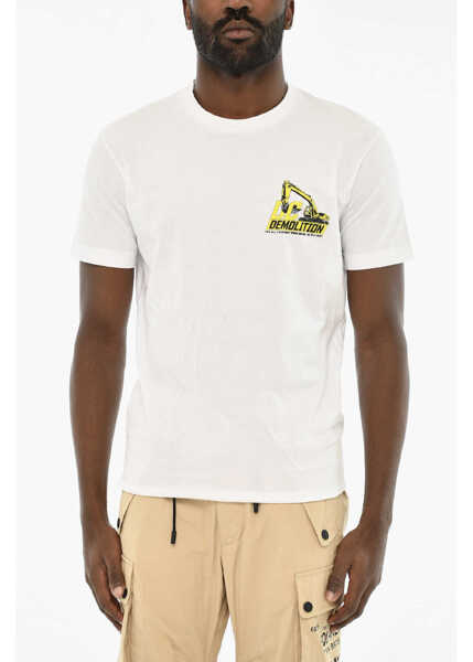Tricouri DSQUARED2 Cotton Crew-Neck T-Shirt With Print White Barbati (BM 19639412) 1