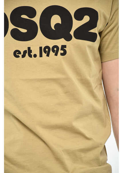 Tricouri DSQUARED2 Cotton Crew-Neck T-Shirt With Monogram Beige Barbati (BM 19639415) 2