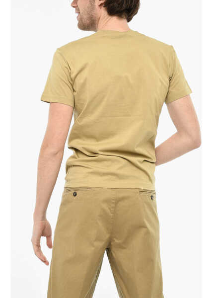Tricouri DSQUARED2 Cotton Crew-Neck T-Shirt With Monogram Beige Barbati (BM 19639415) 4